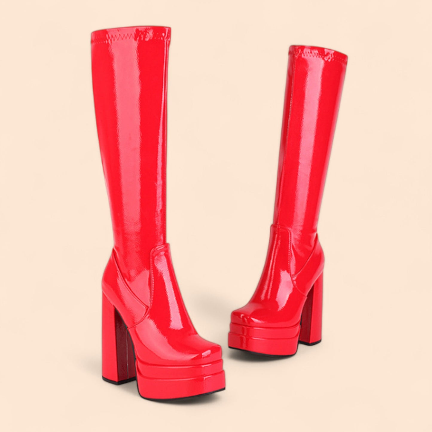 Botas Rojas con Plataforma Roja Fuego