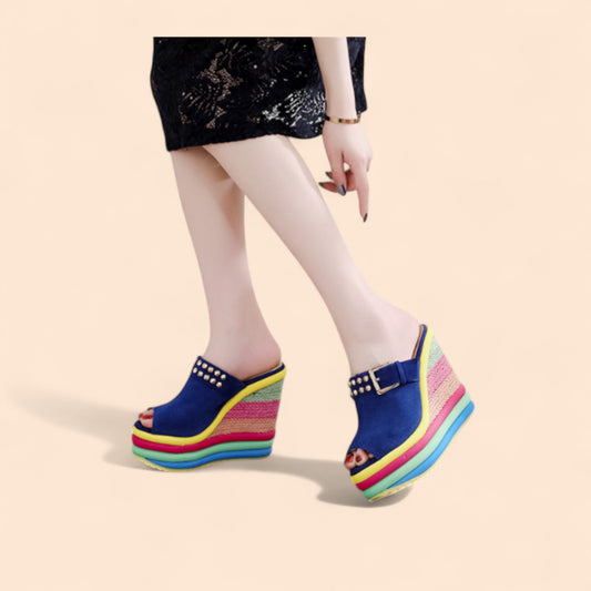 Sandalias Azules Plataforma Azul Fiesta