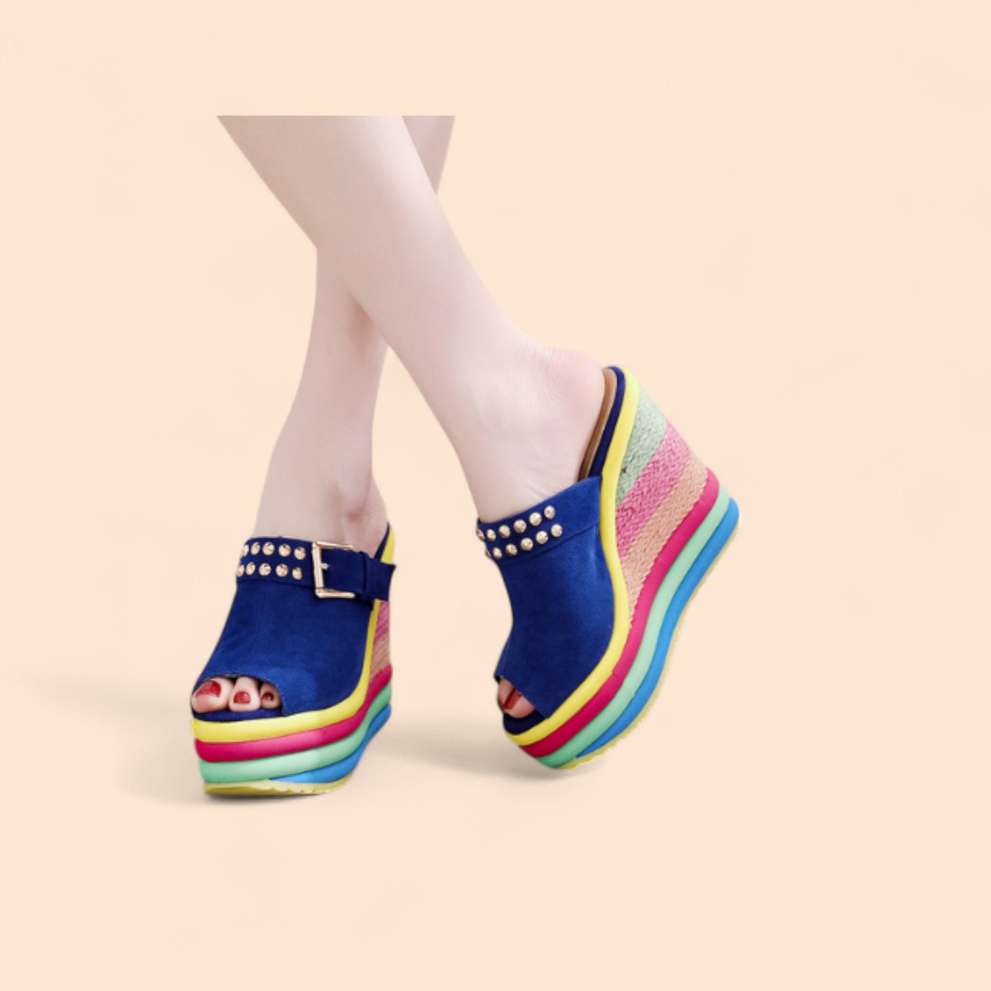 Sandalias Azules Plataforma Azul Fiesta
