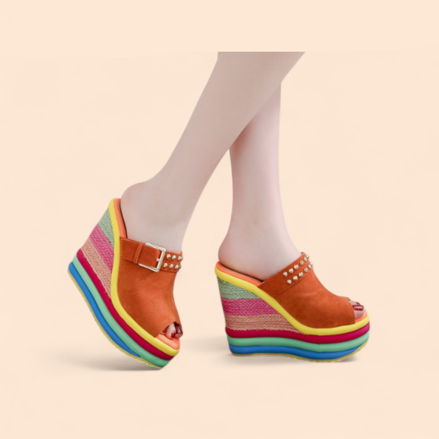 Sandalias Plataforma Naranjas Naranja Fiesta