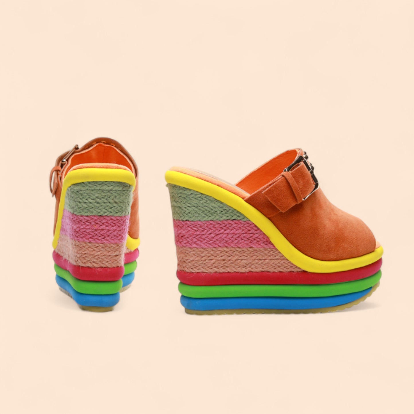 Sandalias Plataforma Naranjas Naranja Fiesta