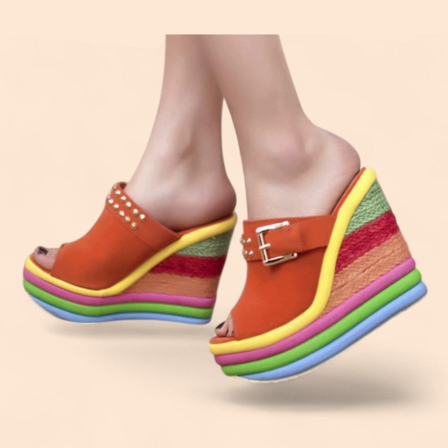 Sandalias Plataforma Naranjas Naranja Fiesta