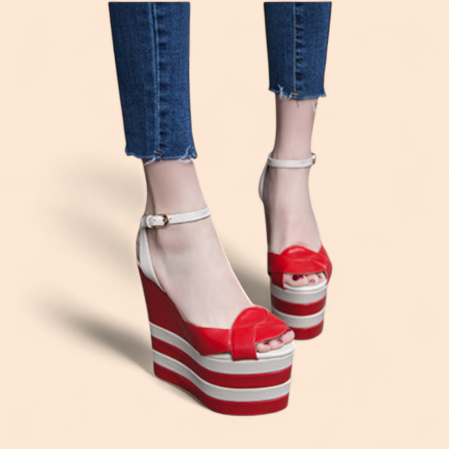 Sandalias Rojas Plataforma Roja Candy