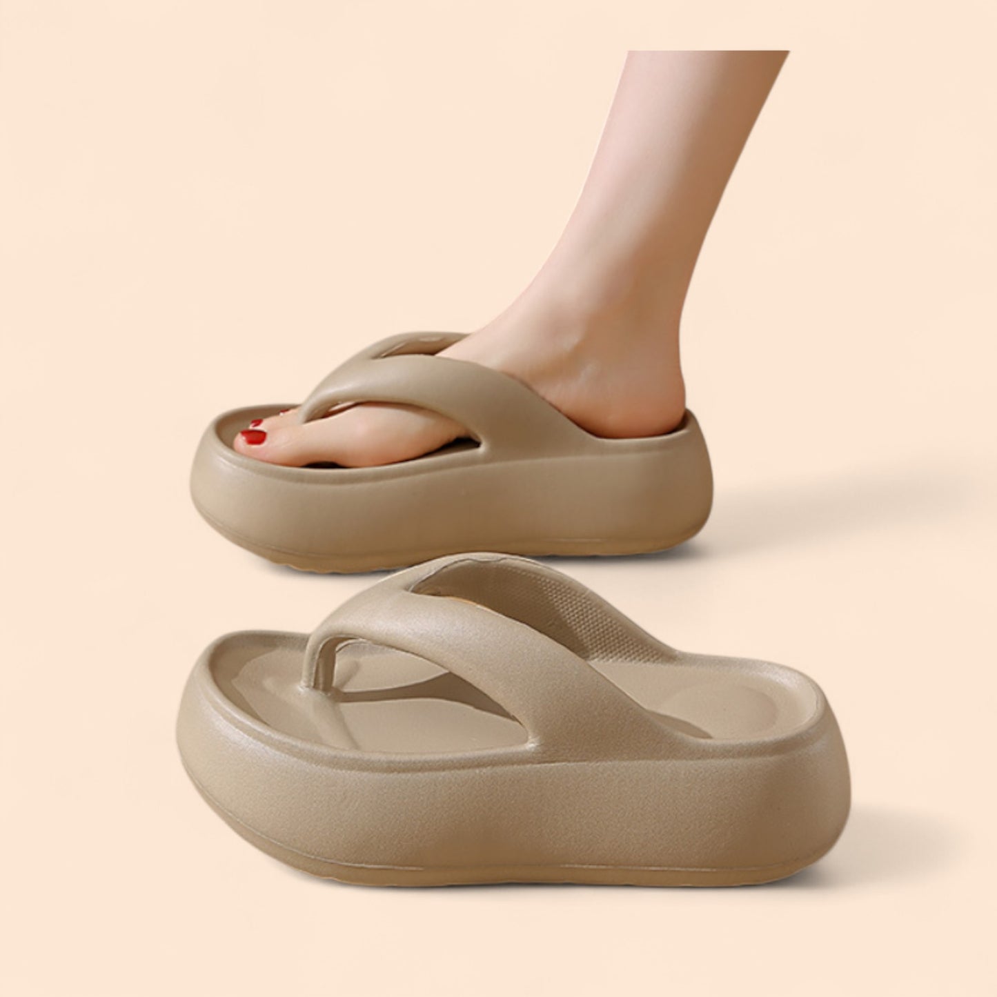 Chanclas Plataforma Beige Beige Zen