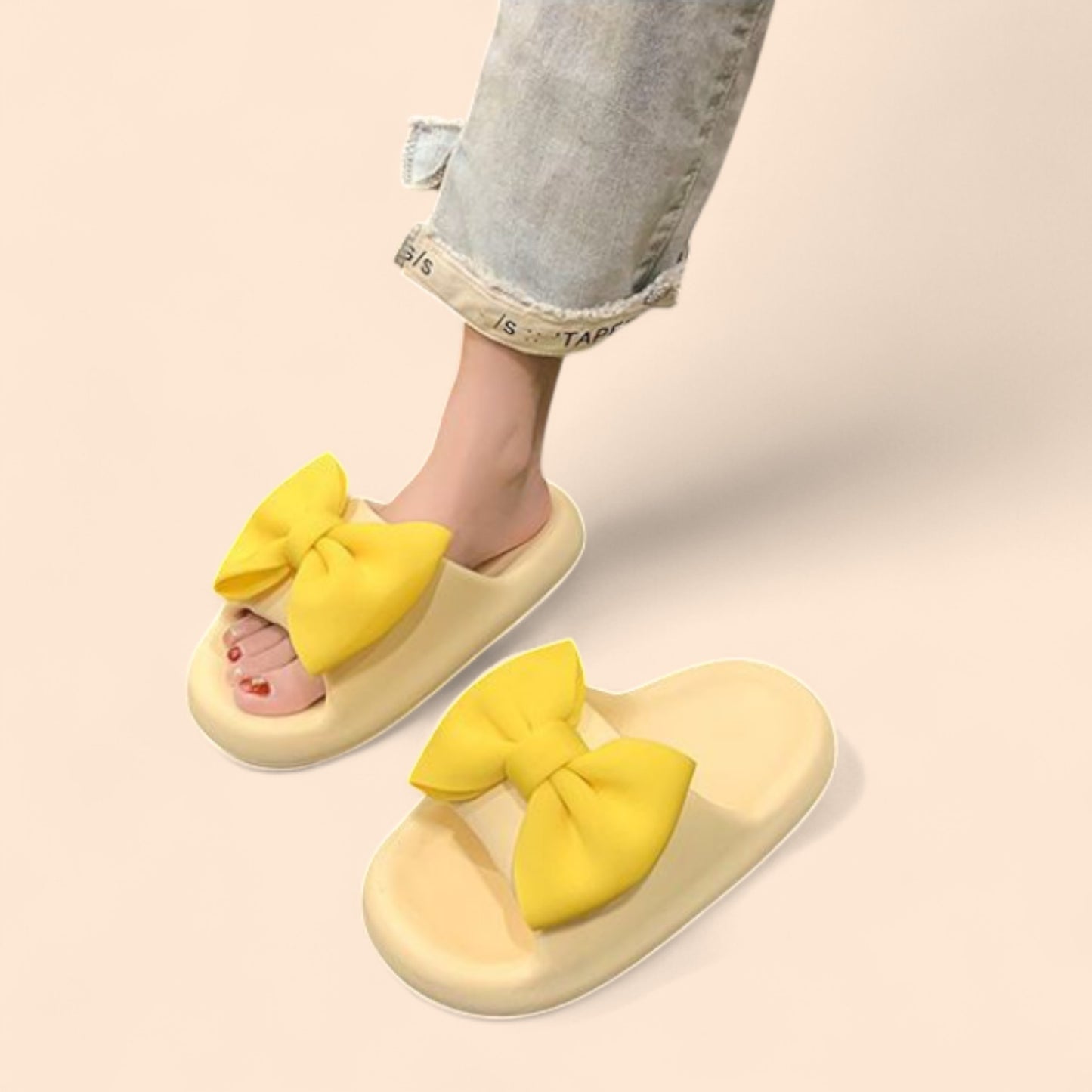 Chanclas Amarillas Plataforma Amarilla Lazo