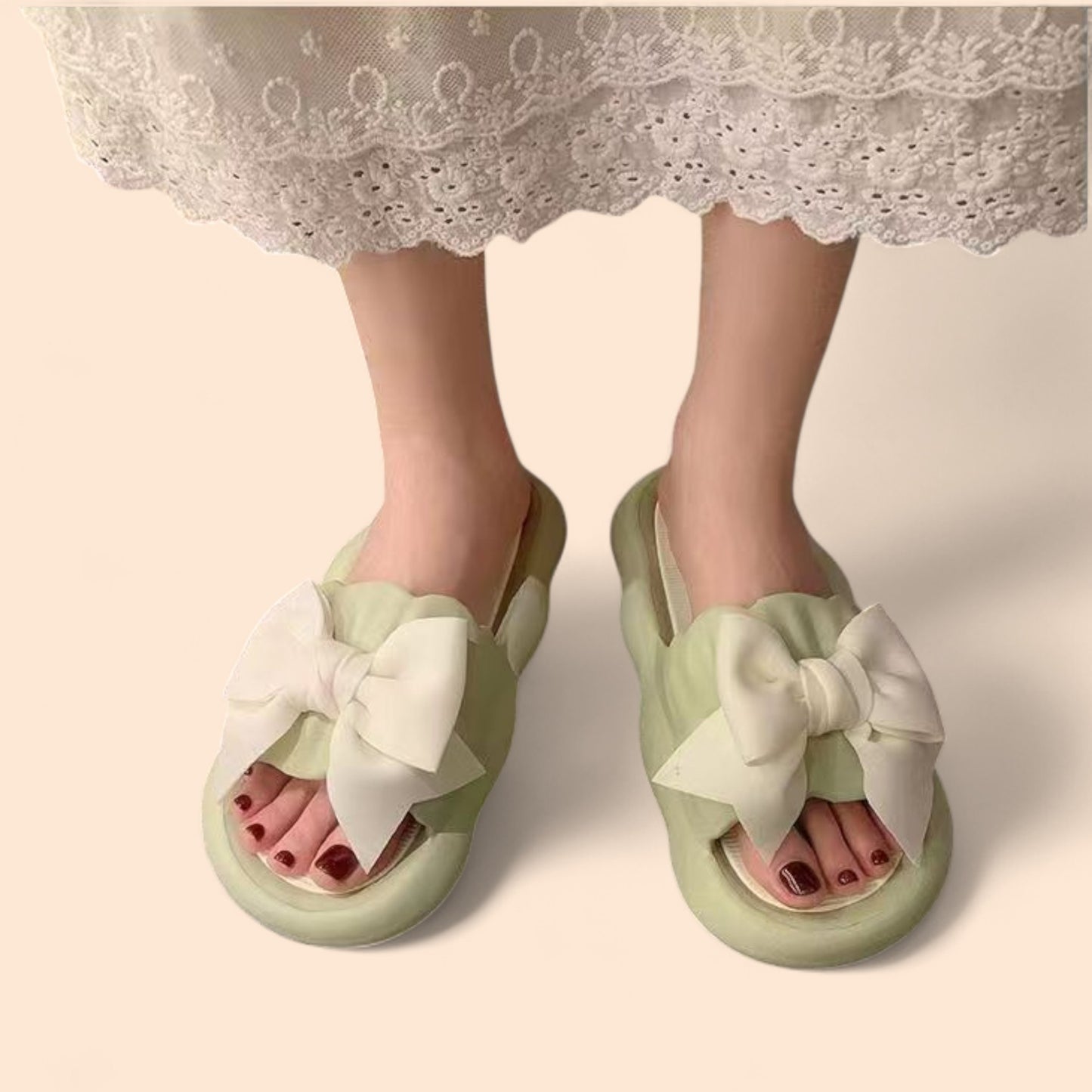 Chanclas con Plataforma Verdes Verde Lazo