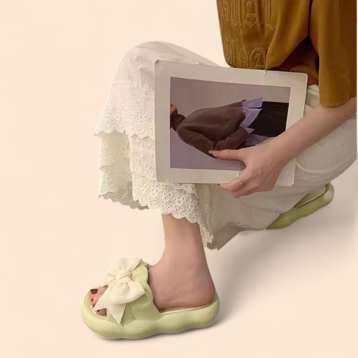 Chanclas con Plataforma Verdes Verde Lazo