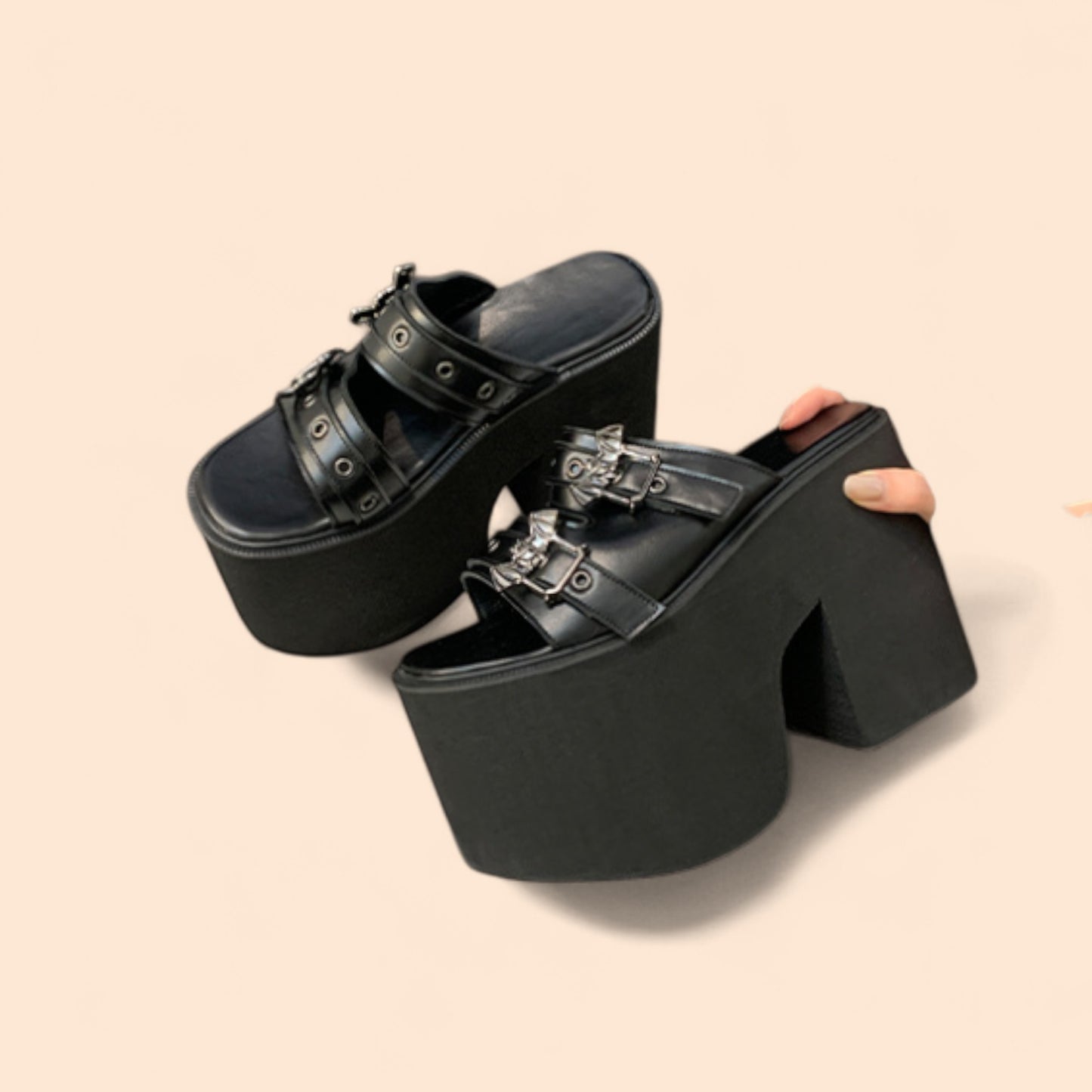 Sandalias Goticas Negra Cementerio