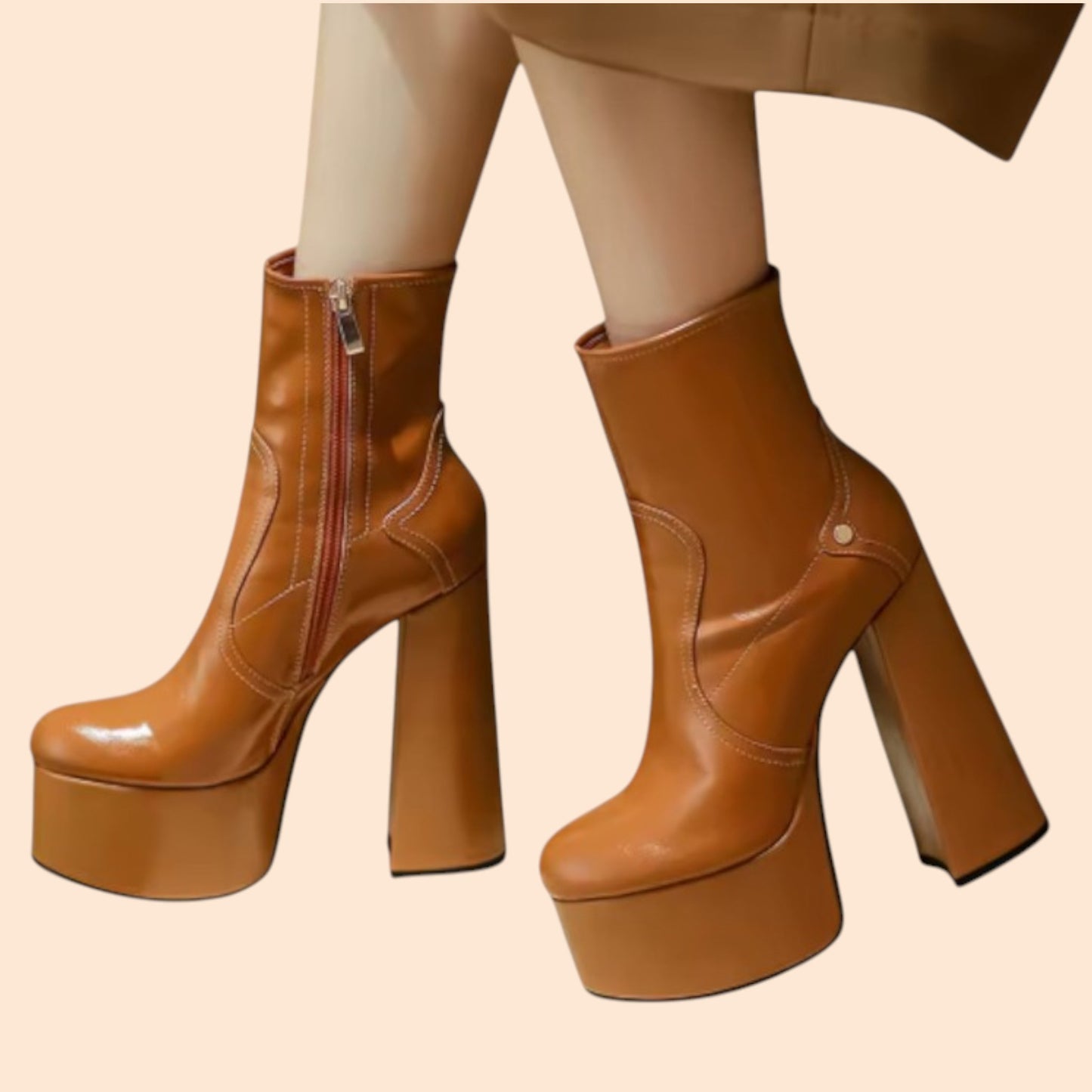 Botines Plataforma Marrones Golden Diva