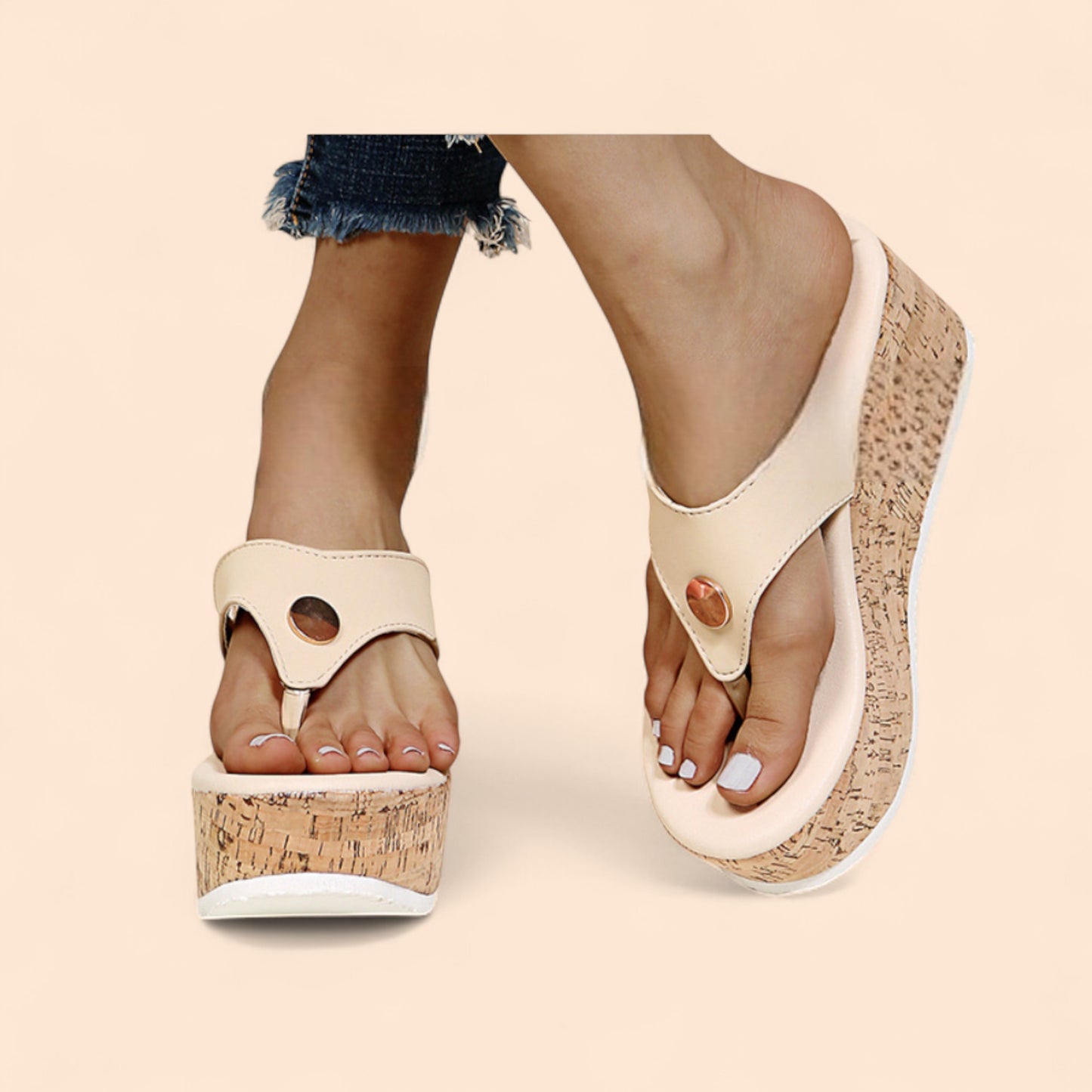 Chanclas Plataforma Beige Luma