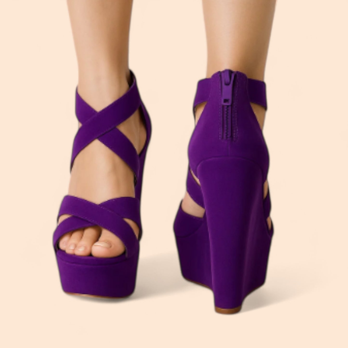 Sandalias Moradas Plataforma Elevanna