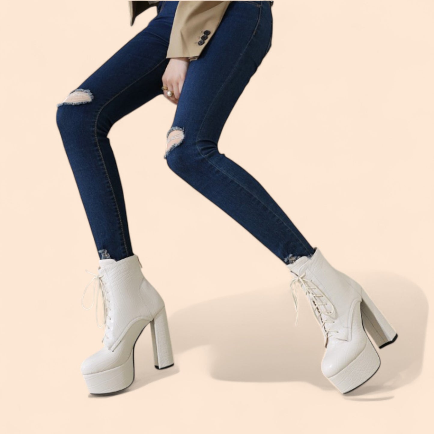 Botines Blancos Plataforma Nuvia