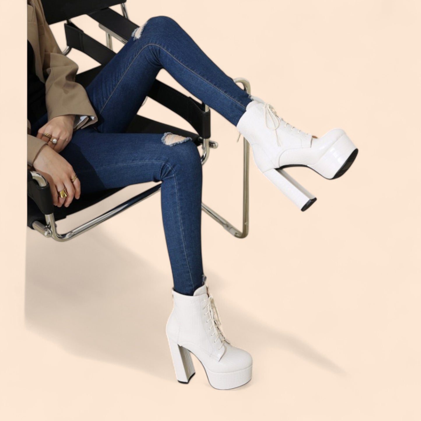 Botines Blancos Plataforma Nuvia