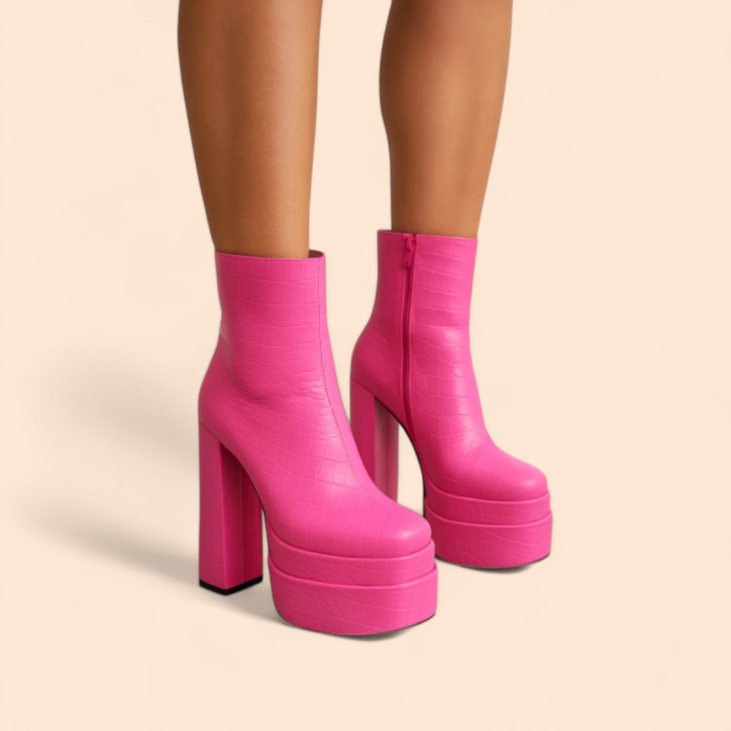 Botines Rosas Plataforma Fucsia
