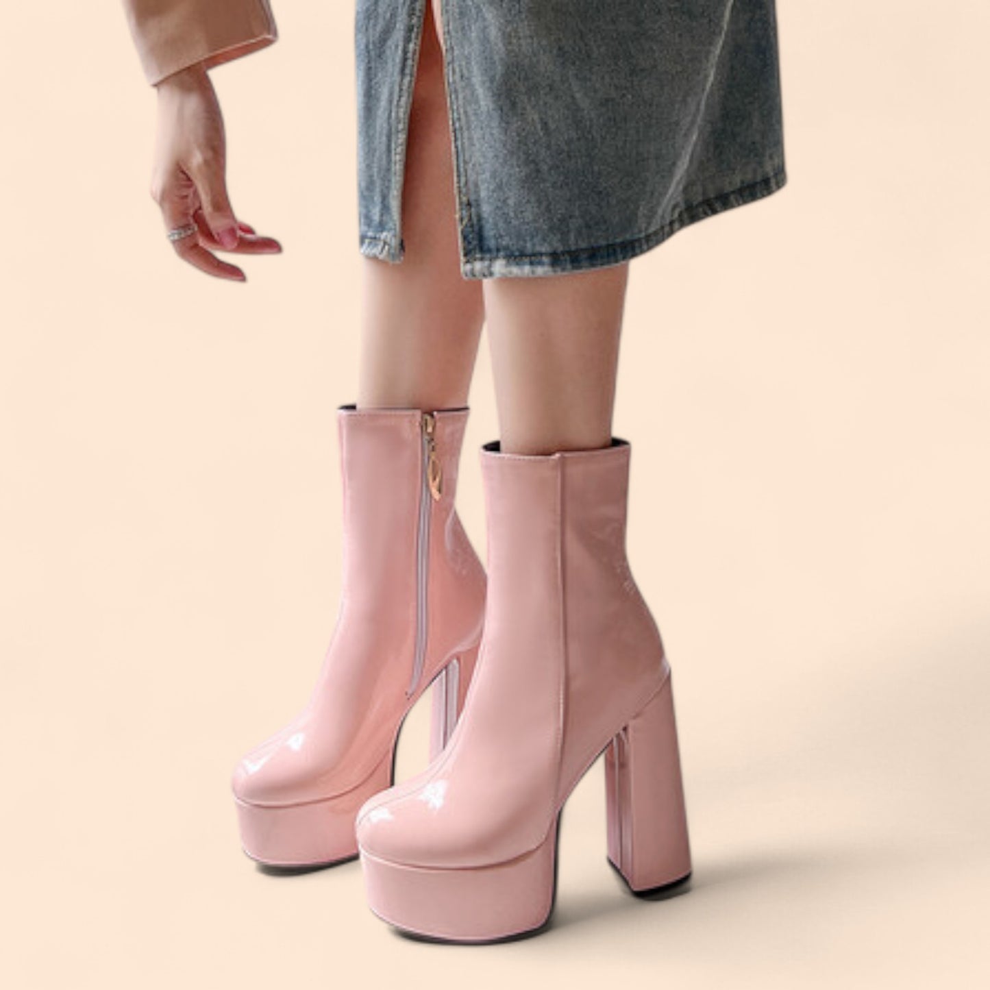 Botines Rosas Plataforma Velveta