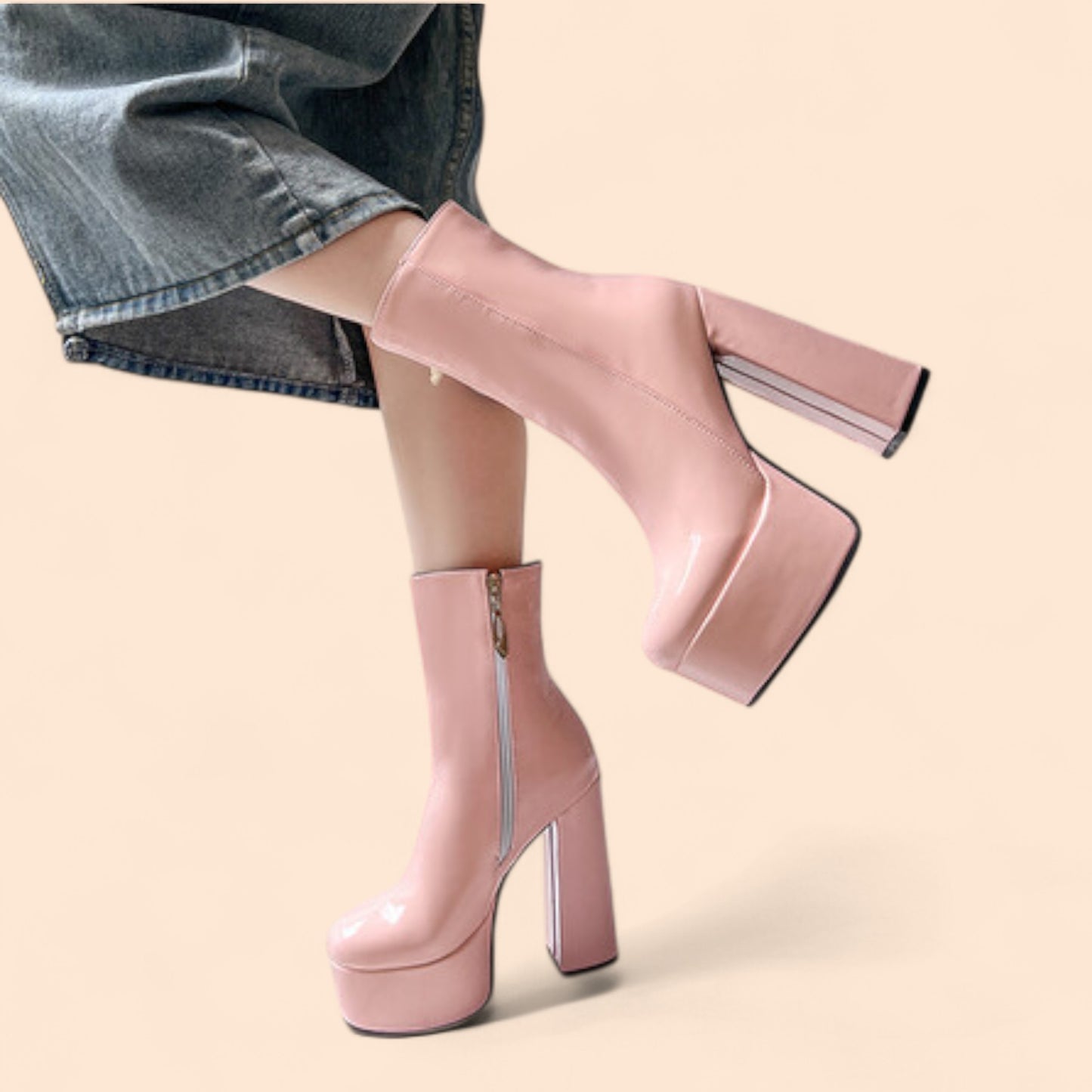 Botines Rosas Plataforma Velveta