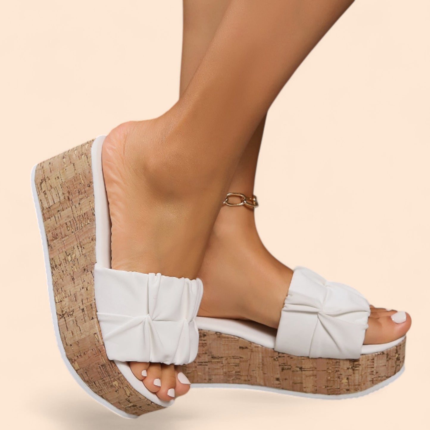 Chanclas Blancas Plataforma Estilo Libre