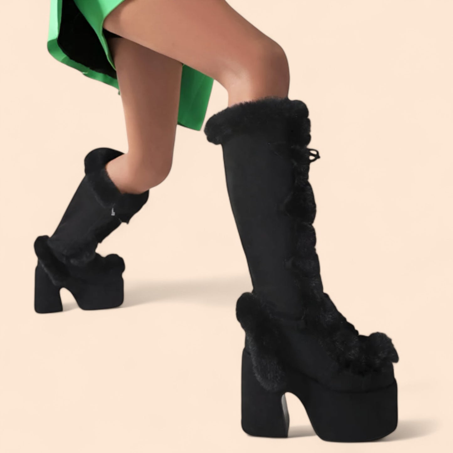 Botas Negras Plataforma Winter Glam