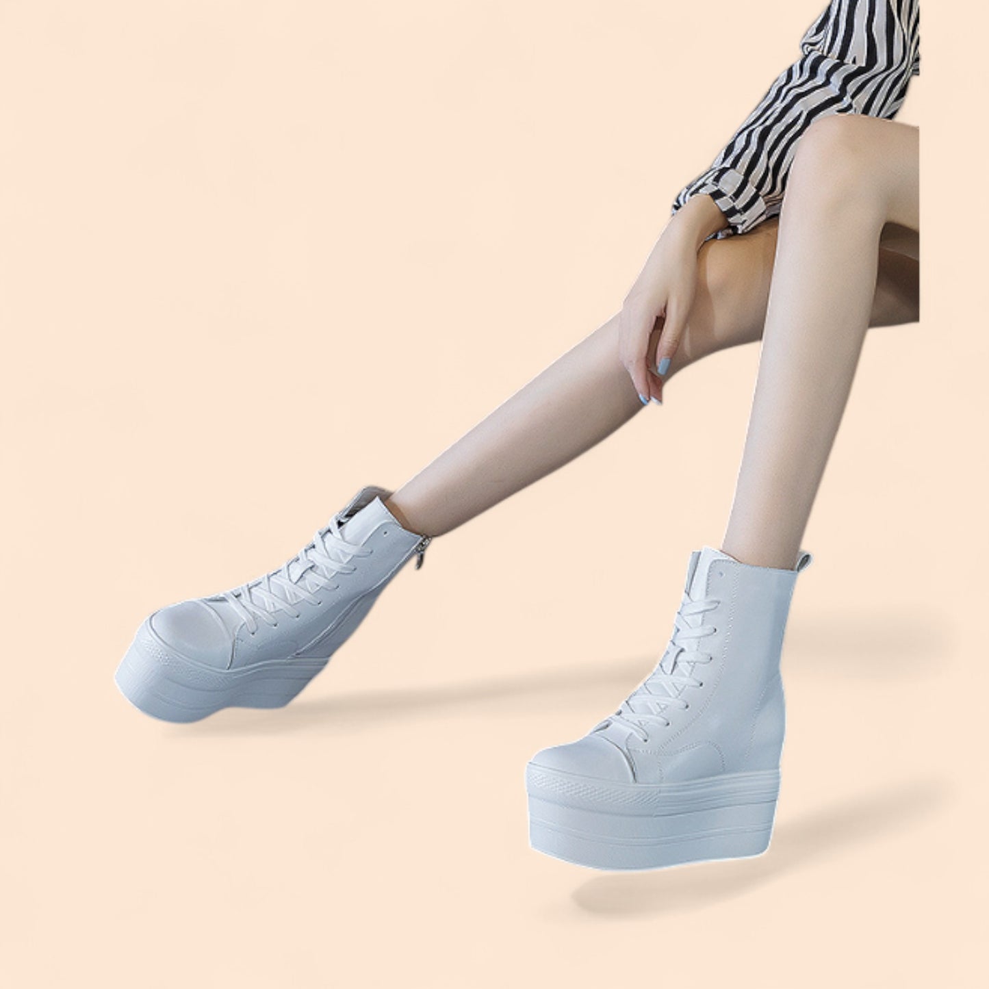 Zapatillas Blancas Plataforma Ares