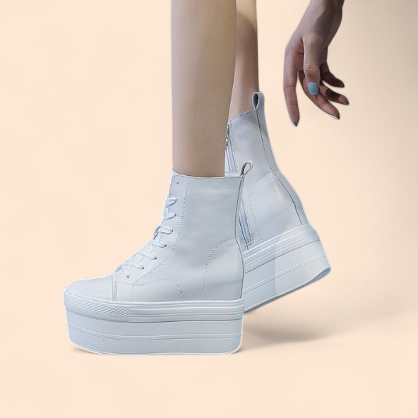 Zapatillas Blancas Plataforma Ares