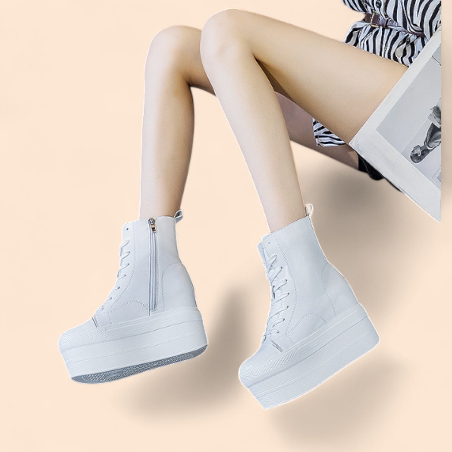 Zapatillas Blancas Plataforma Ares