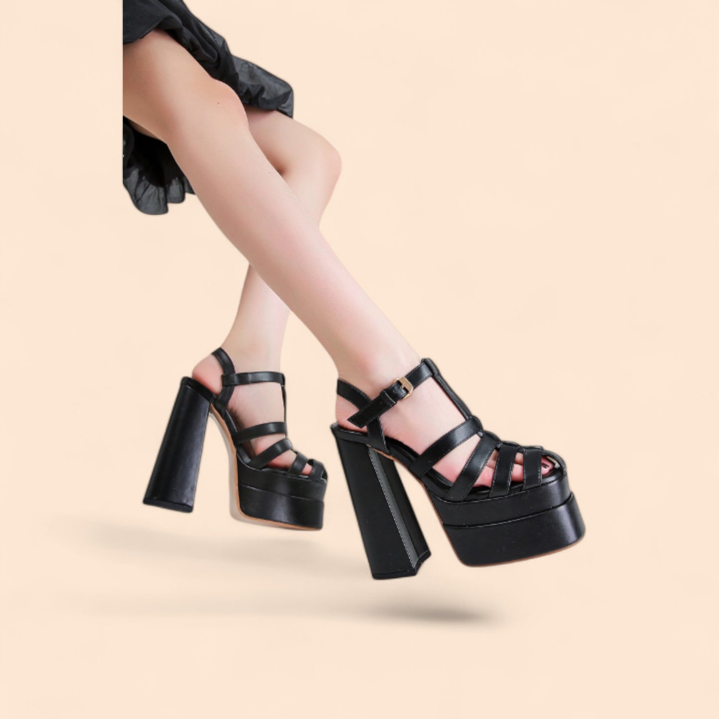 Sandalias Negras Plataforma Power Chic