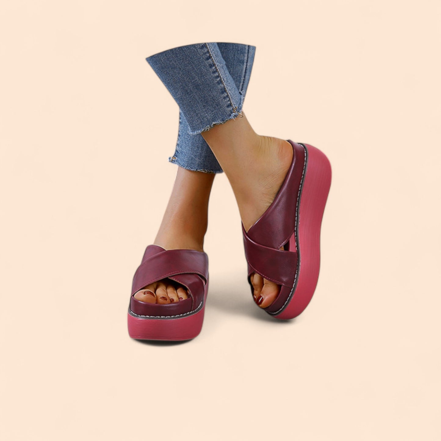 Chanclas Rojas Plataforma Altura Zen