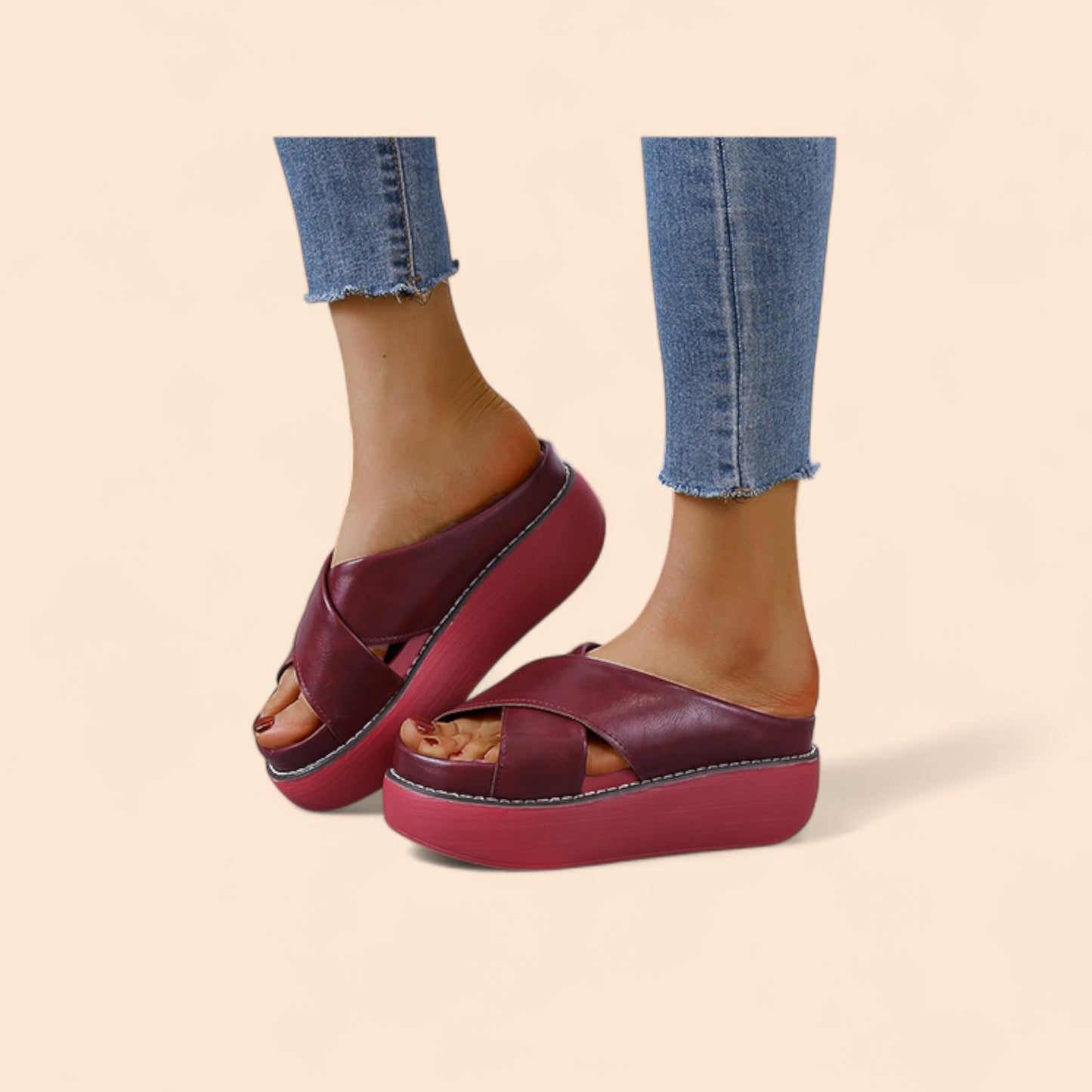 Chanclas Rojas Plataforma Altura Zen