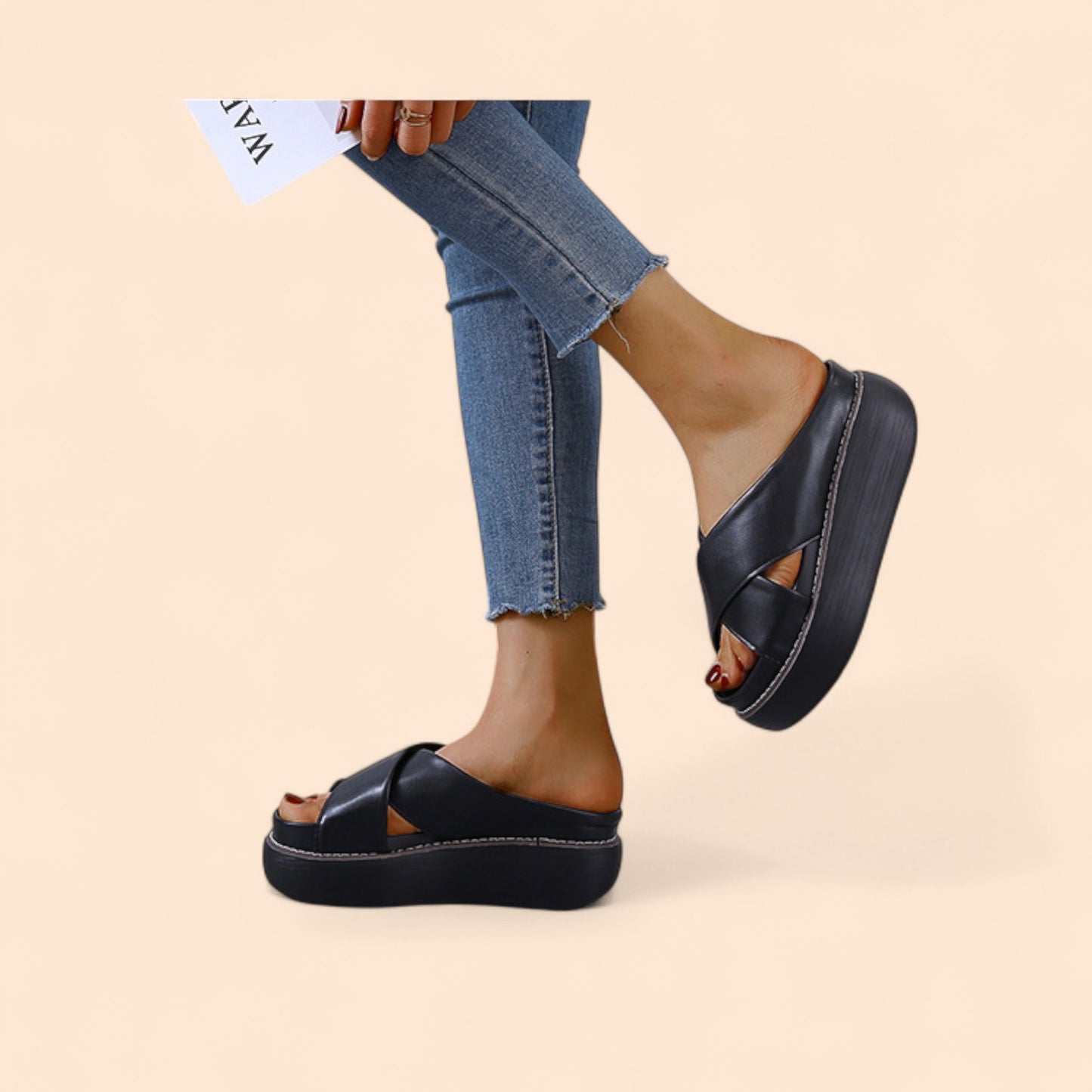 Chanclas Negras Plataforma Altura Zen