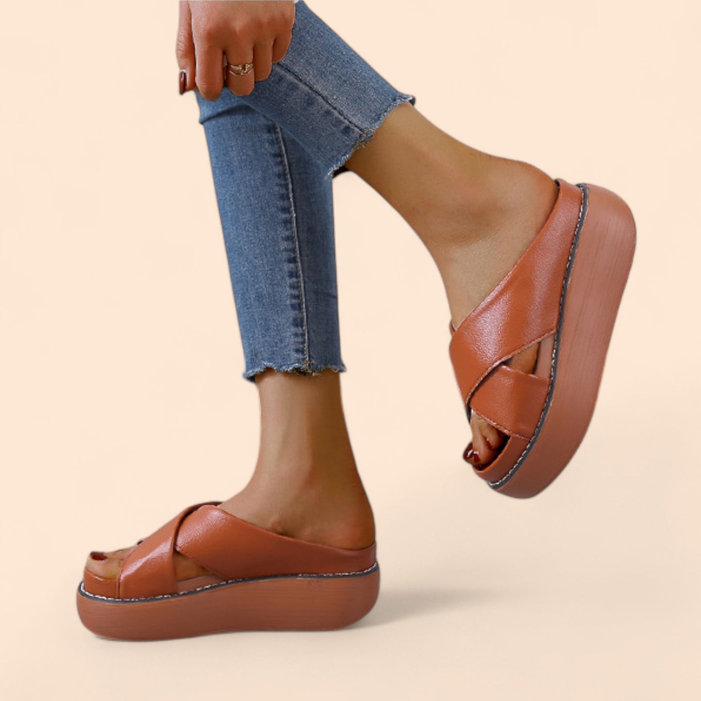 Chanclas Marrones Plataforma Altura Zen