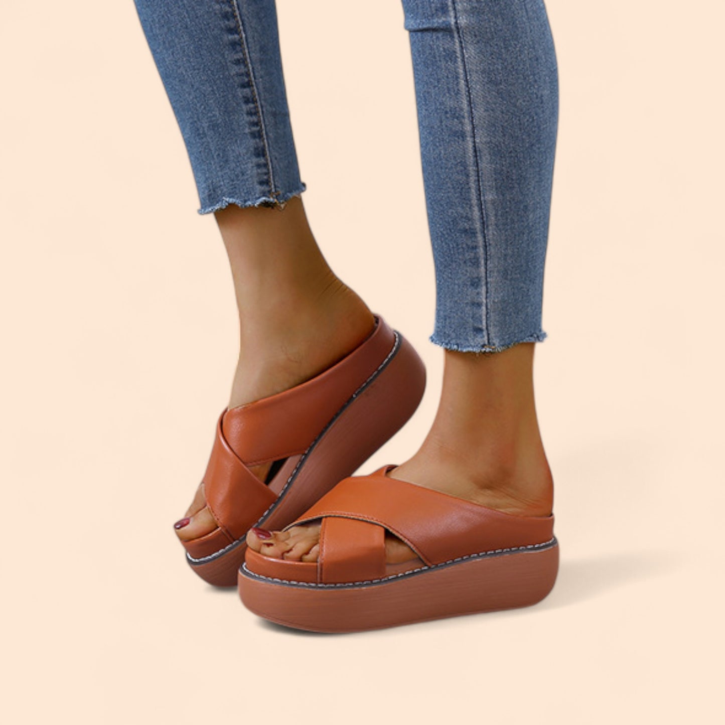 Chanclas Marrones Plataforma Altura Zen