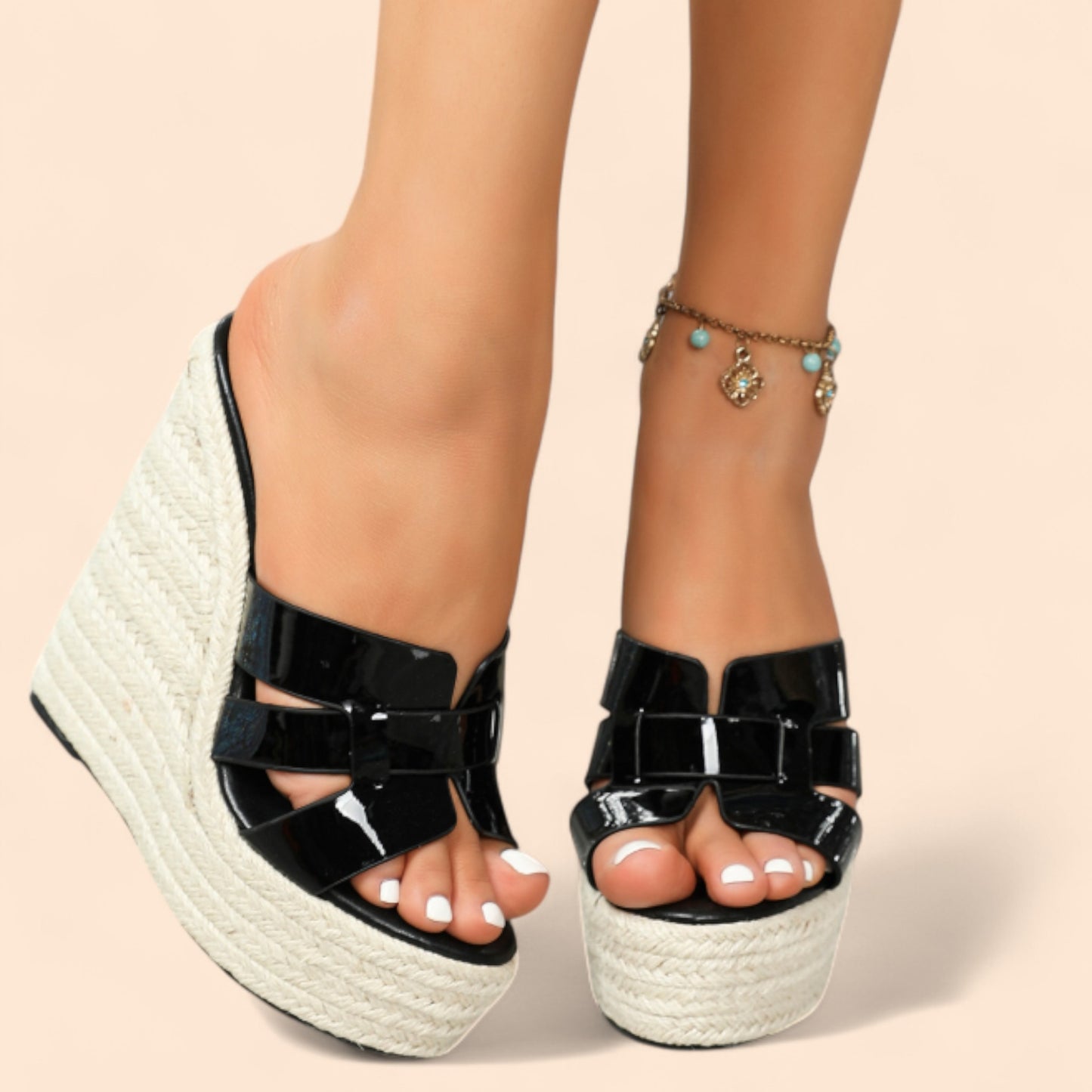 Sandalias Negras Plataforma Sofía Luxe