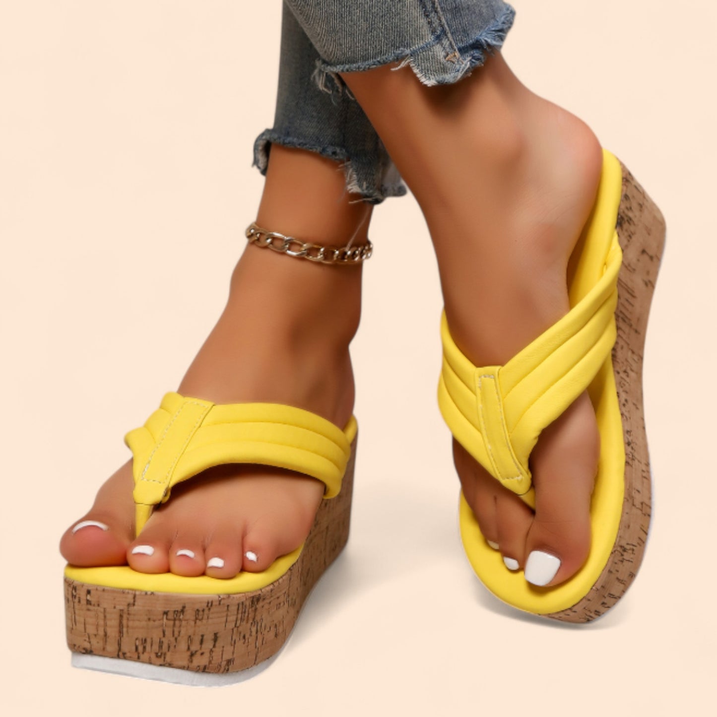 Chanclas Amarillas Plataforma Summer Vibes