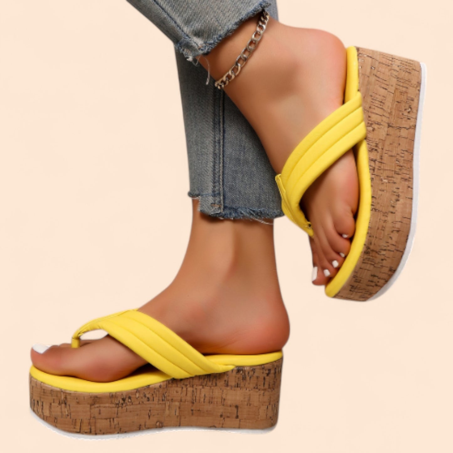 Chanclas Amarillas Plataforma Summer Vibes