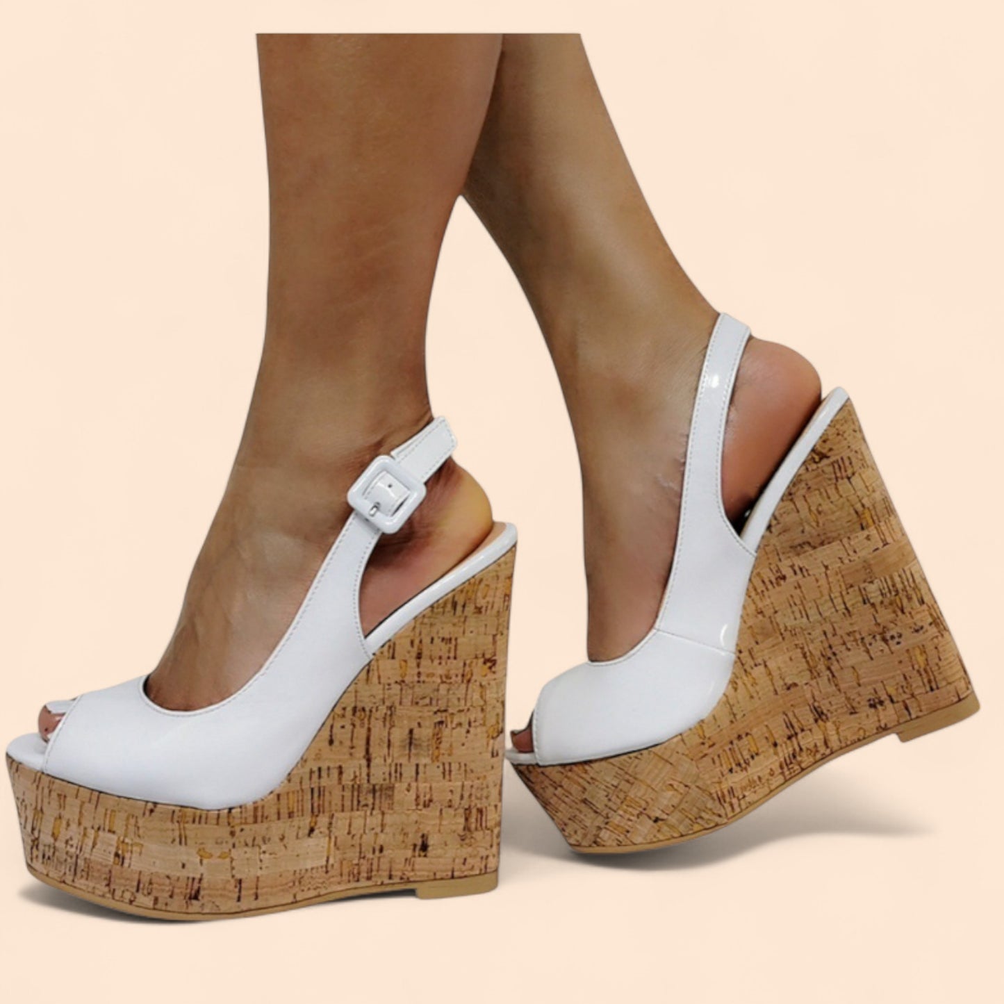 Sandalias Plataforma Blancas Linea Elegante