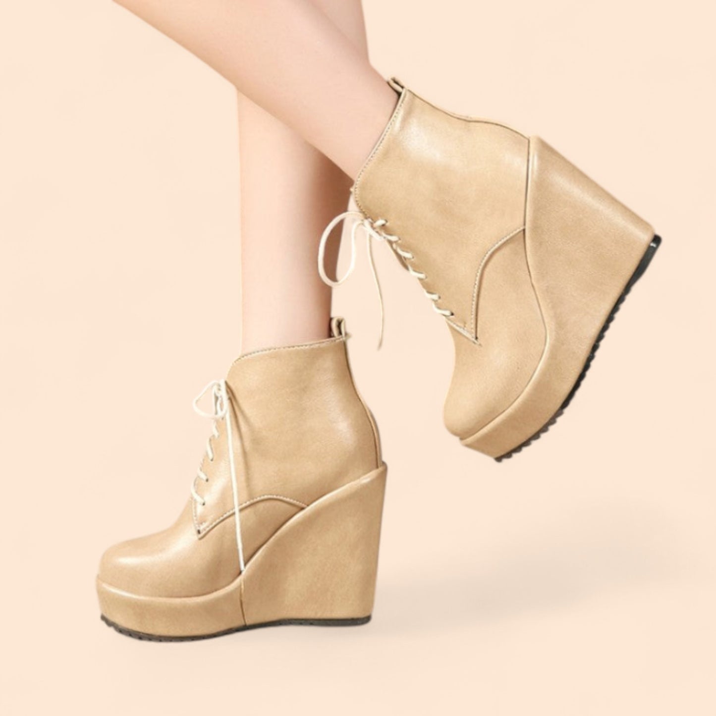 Botines Plataforma Beige Atenea