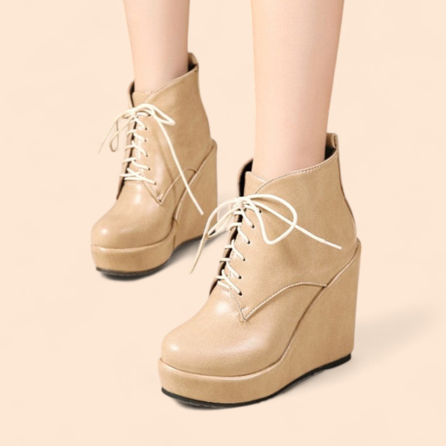 Botines Plataforma Beige Atenea