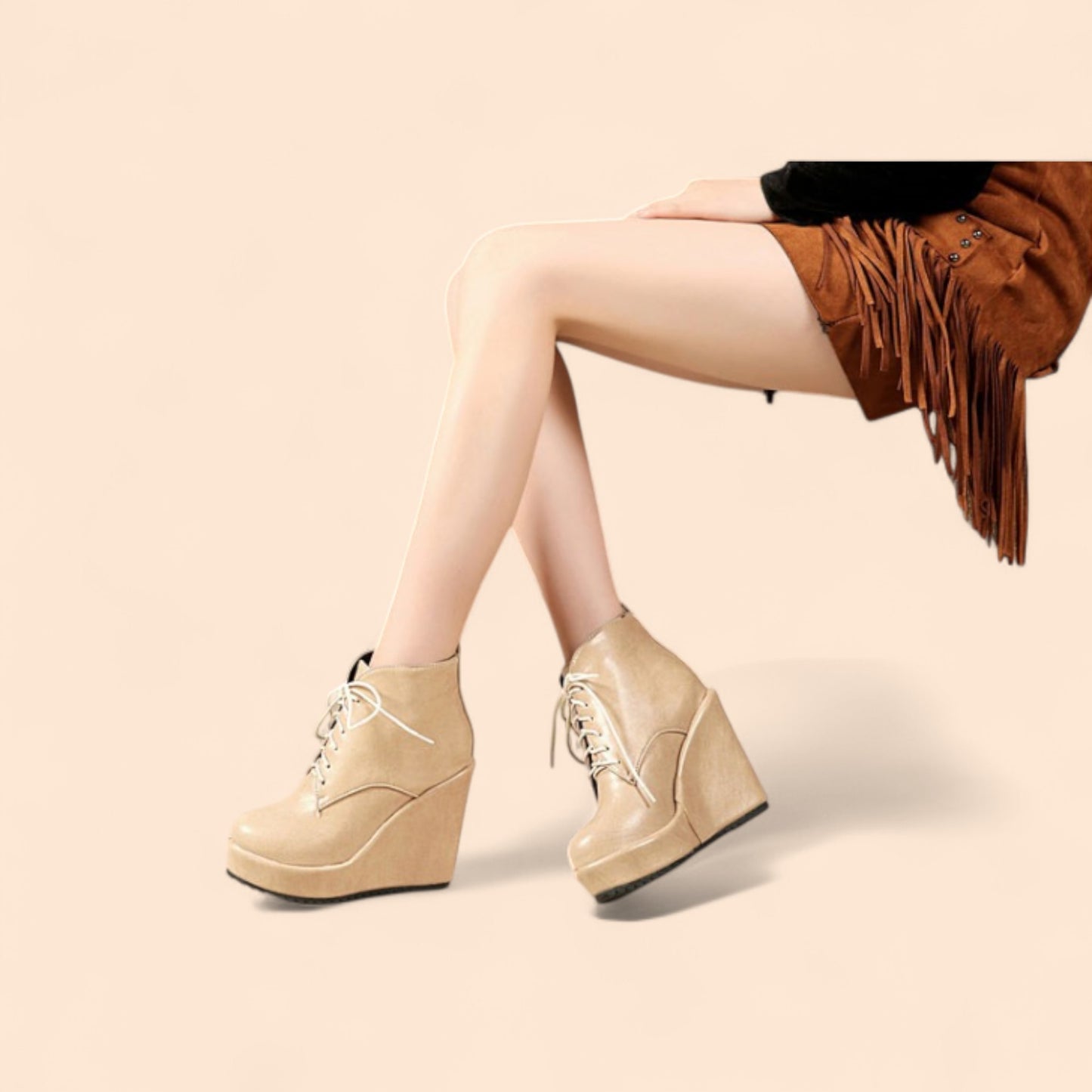 Botines Plataforma Beige Atenea