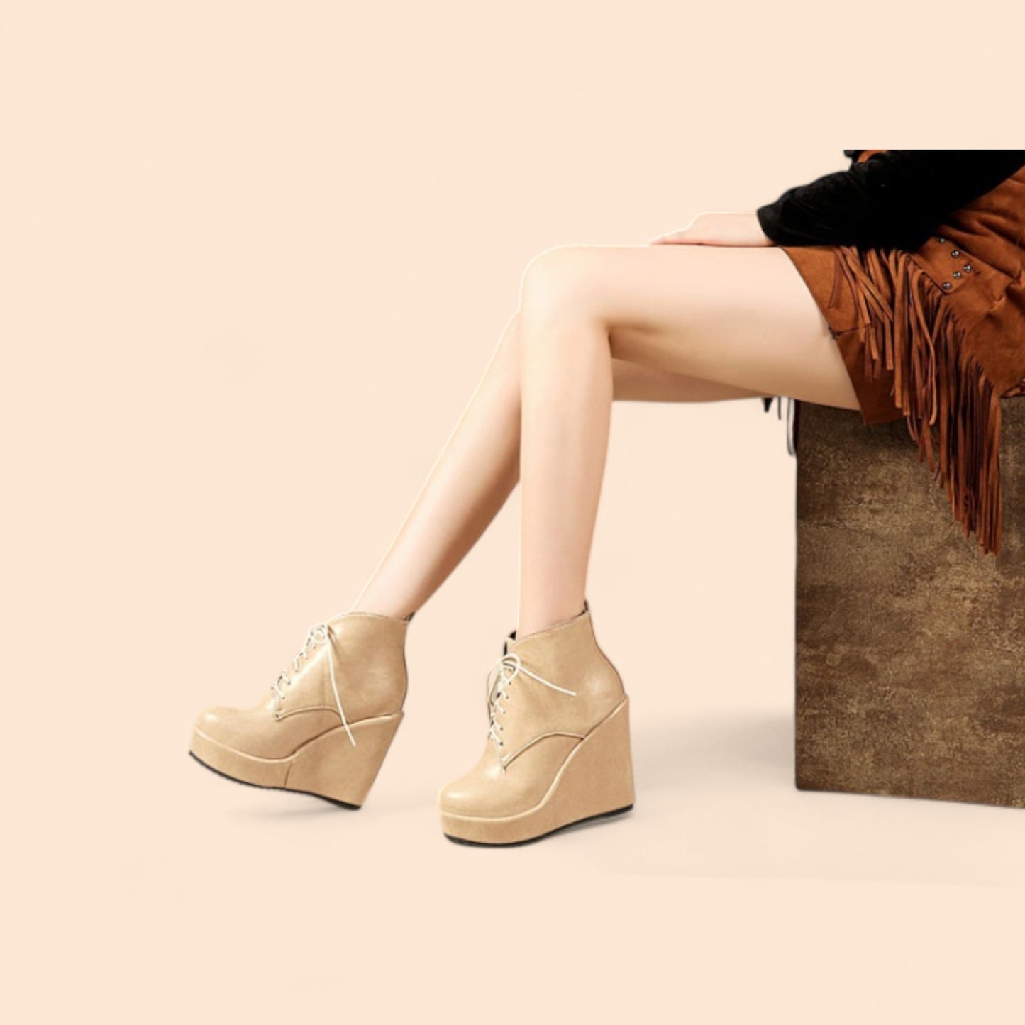 Botines Plataforma Beige Atenea