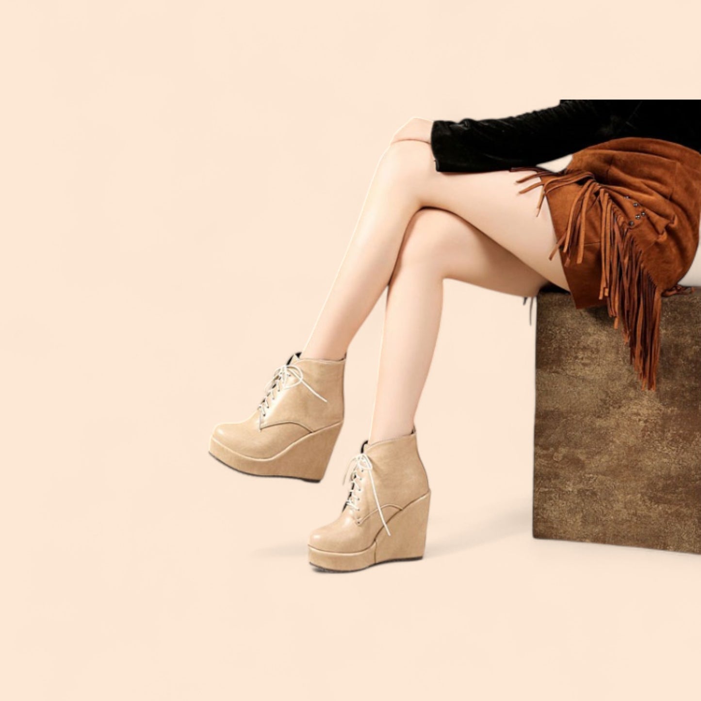 Botines Plataforma Beige Atenea