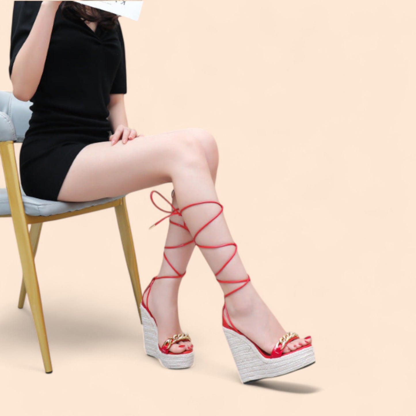Sandalias Rojas Plataforma Solea