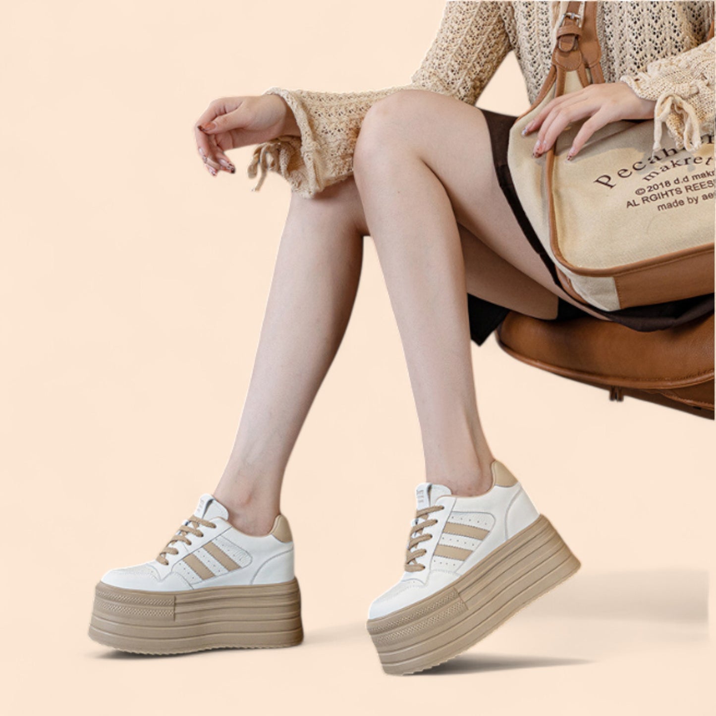 Zapatillas Beige Plataforma Mujer Euforia