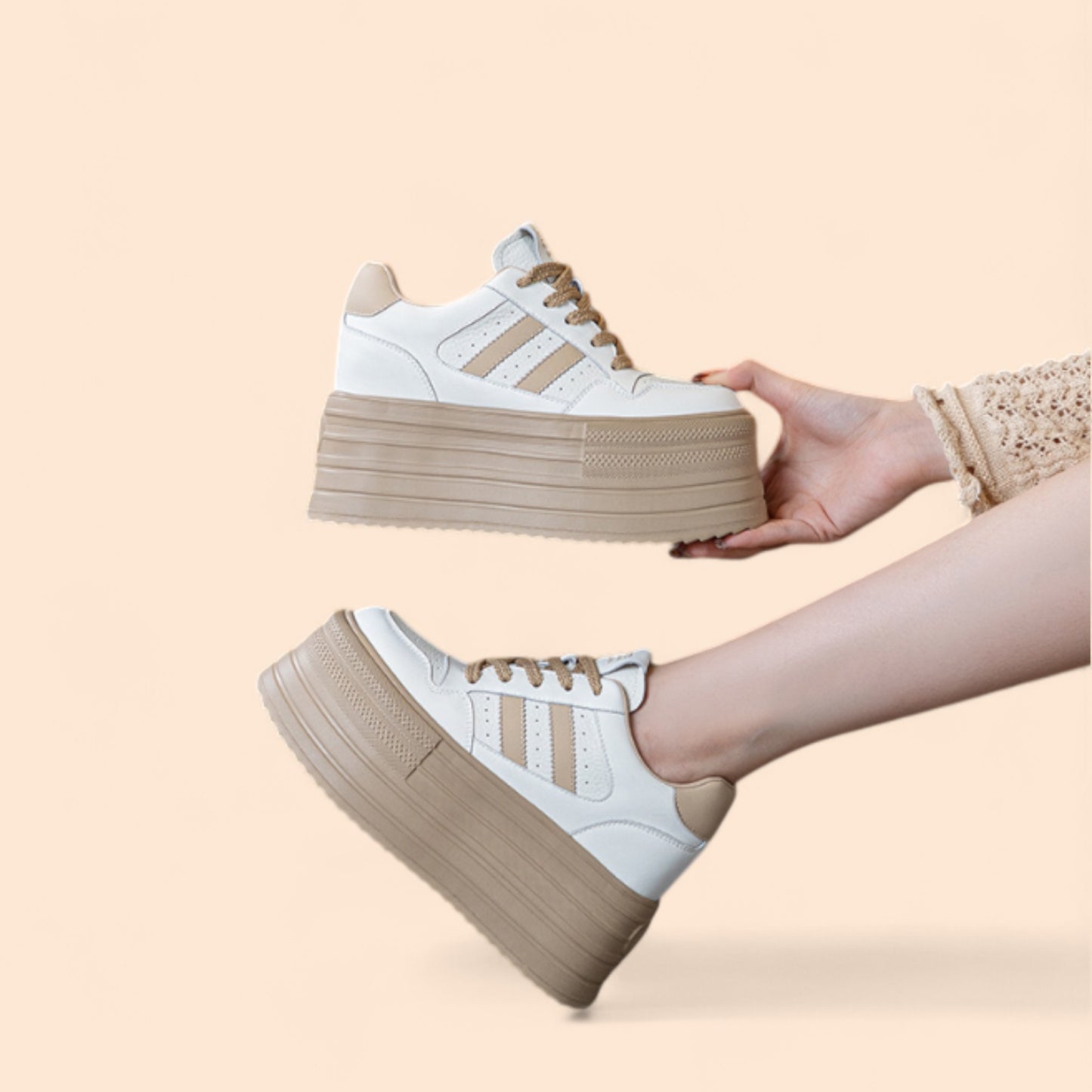 Zapatillas Beige Plataforma Mujer Euforia