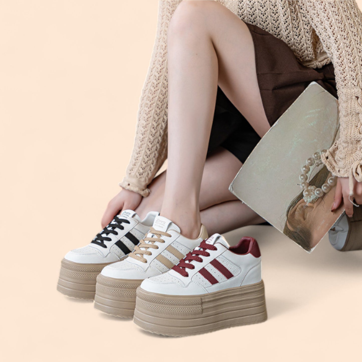 Zapatillas Beige Plataforma Mujer Euforia