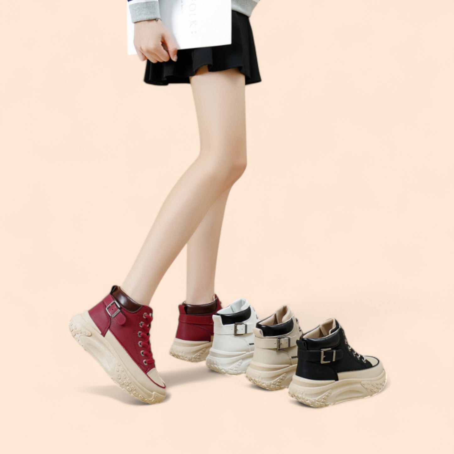 Zapatillas Beige Plataforma Mujer Épica