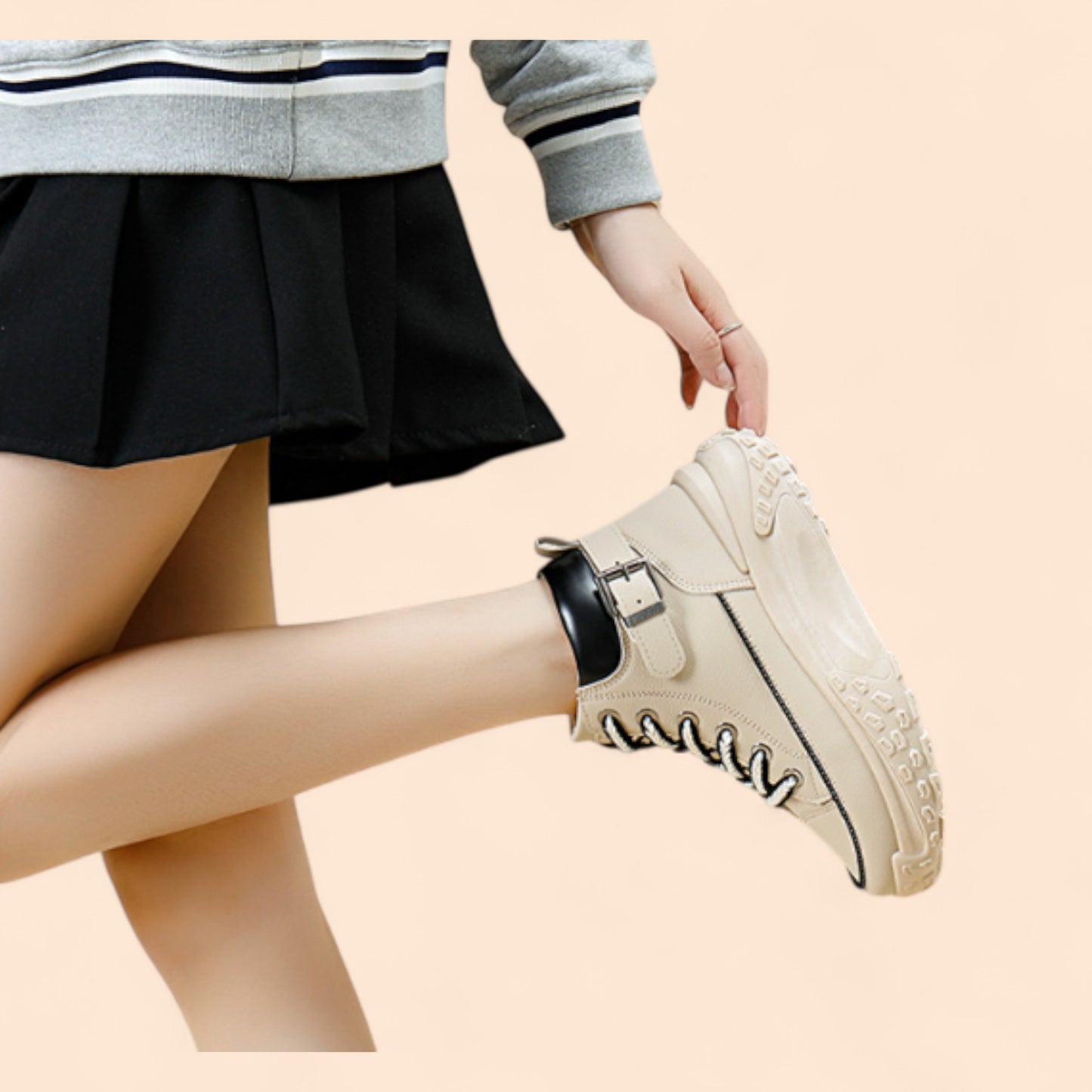 Zapatillas Beige Plataforma Mujer Épica