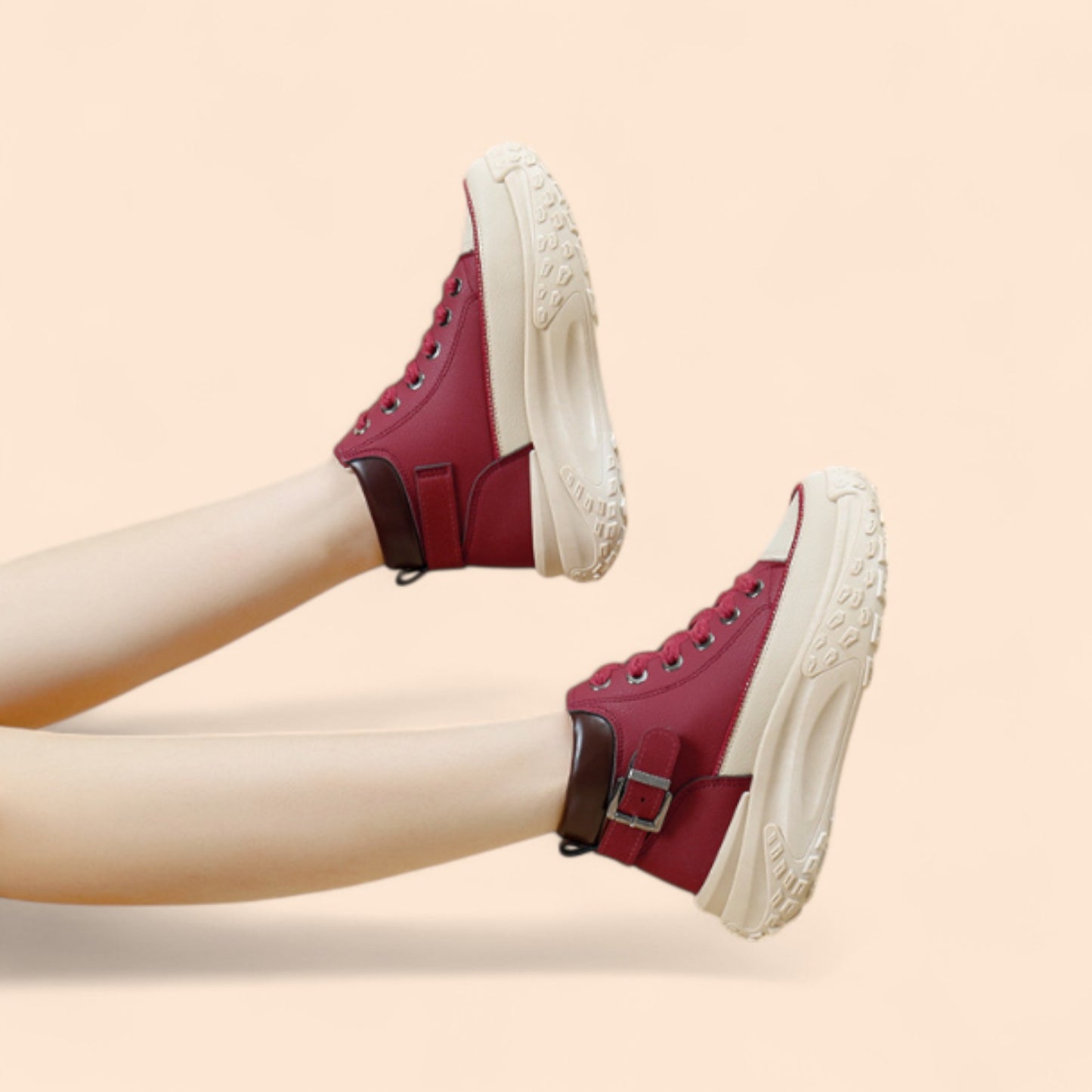 Zapatillas Rojas Mujer Plataforma Épica