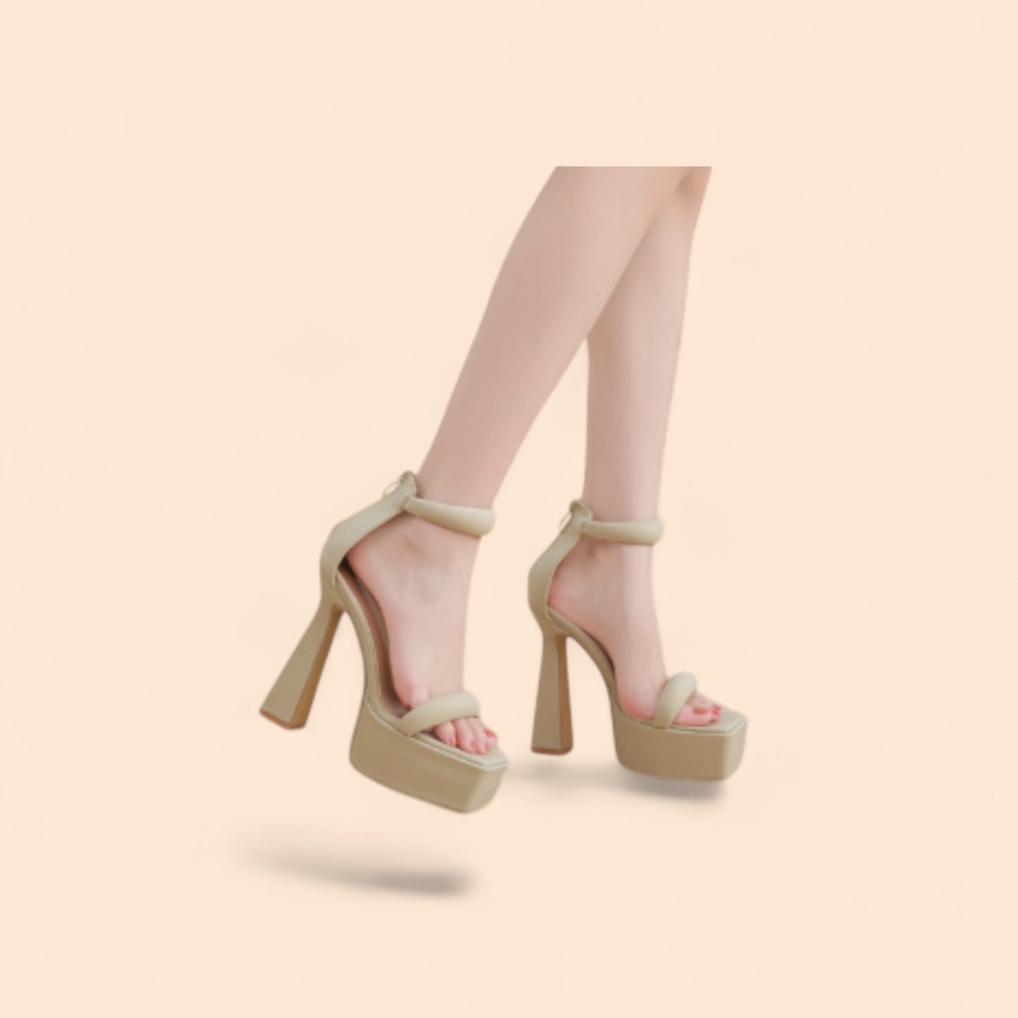 Sandalias Plataforma Beige Alta Seducción
