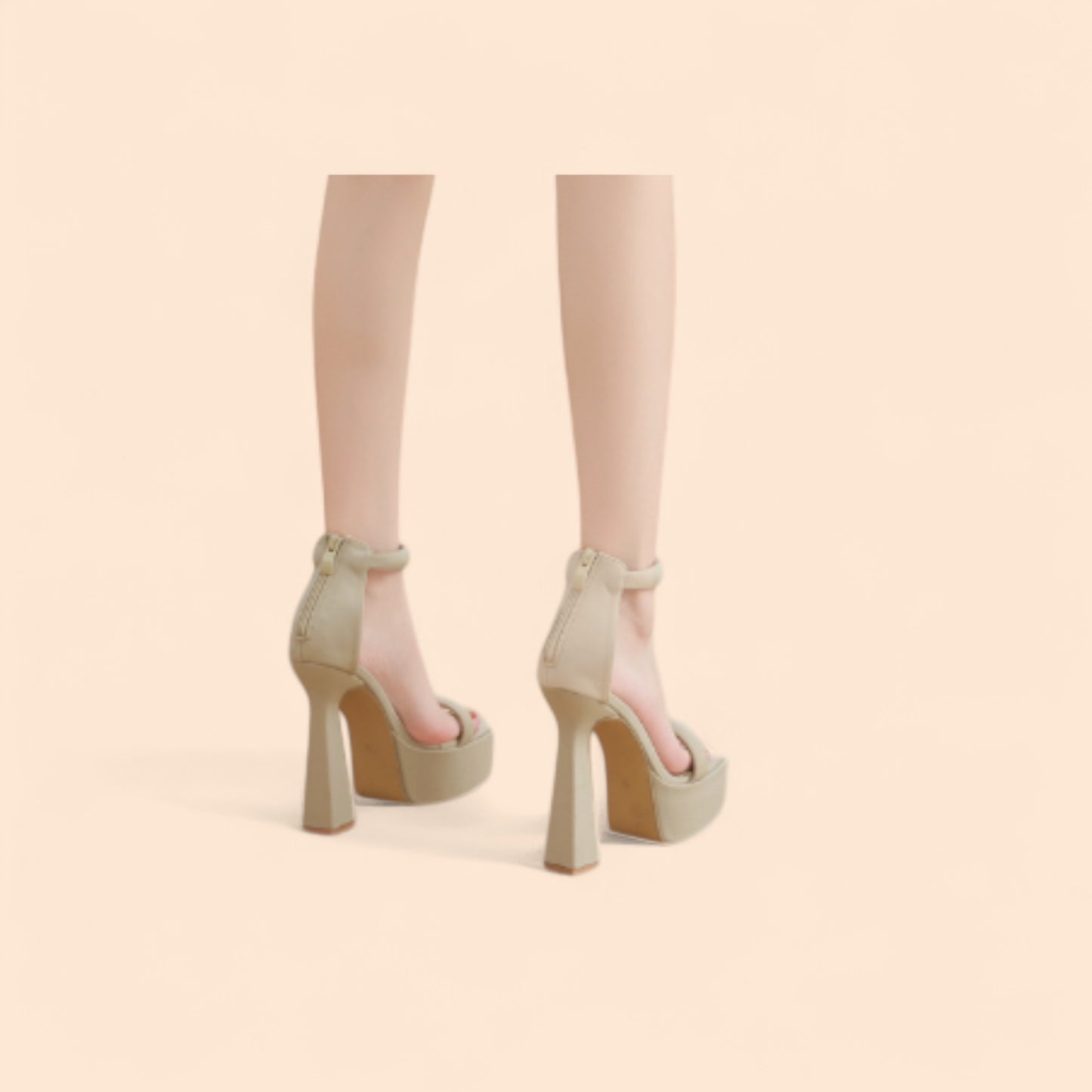 Sandalias Plataforma Beige Alta Seducción