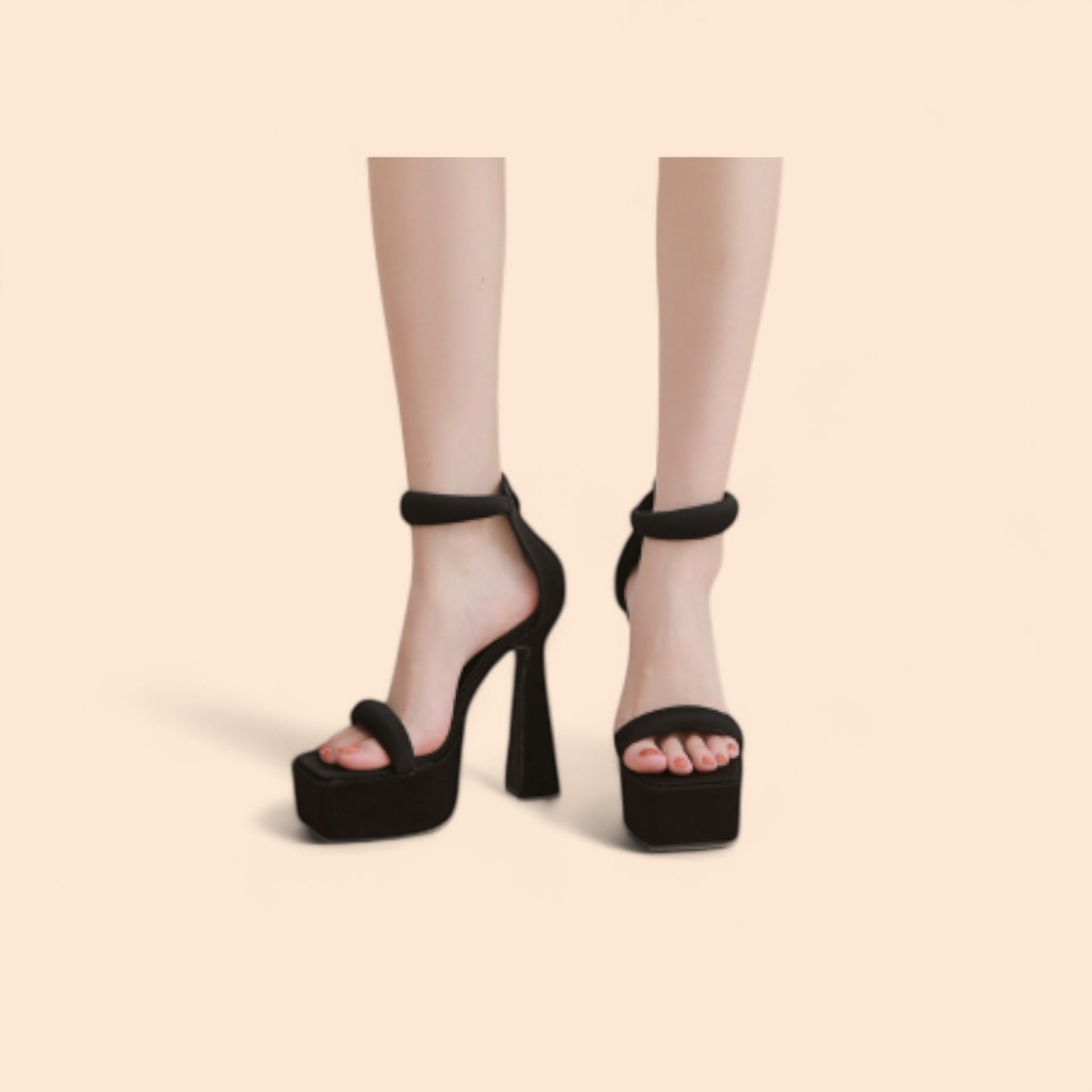 Sandalias Negras Plataforma Alta Seducción